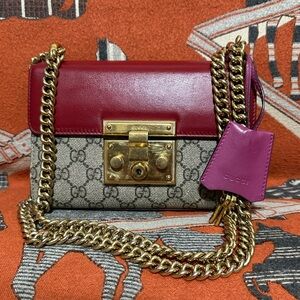 GUCCI ❤️🌟PADLOCK GG SUPREME MONOGRAM BAG W/ LEATHER TRIMMING ⭐️